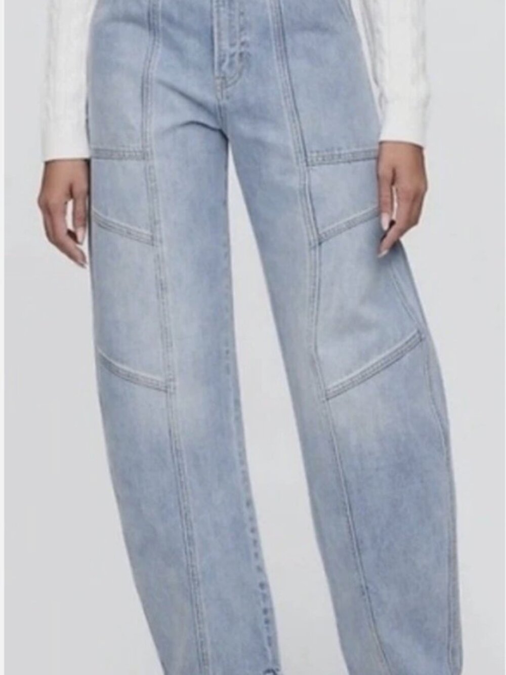 GAP Barrel High Rise Light Blue Women's 28/6 Panel-Stitch Wide-Leg Jeans